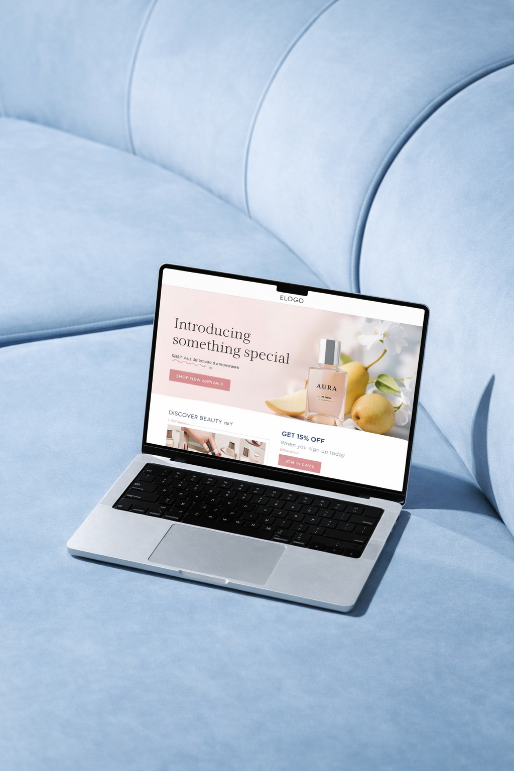 Laptop showing ecommerce website design